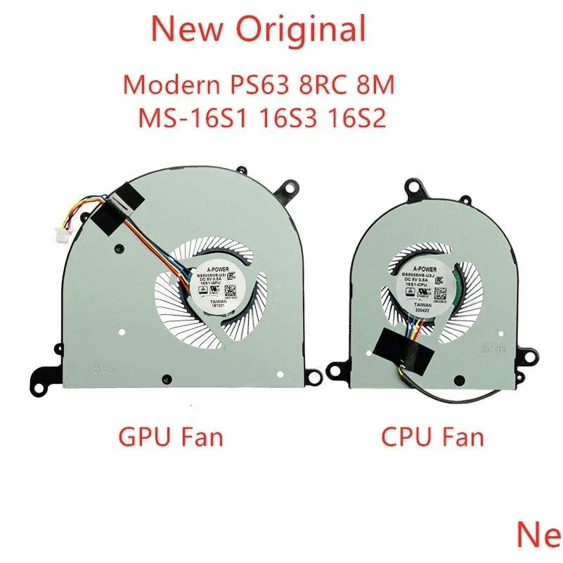 Pads New Original Laptop CPU GPU Cooling fans For Msi Modern PS63 8RC 8M MS16S1 16S3 16S2 BS5005HSU3J/U3I cooling fan