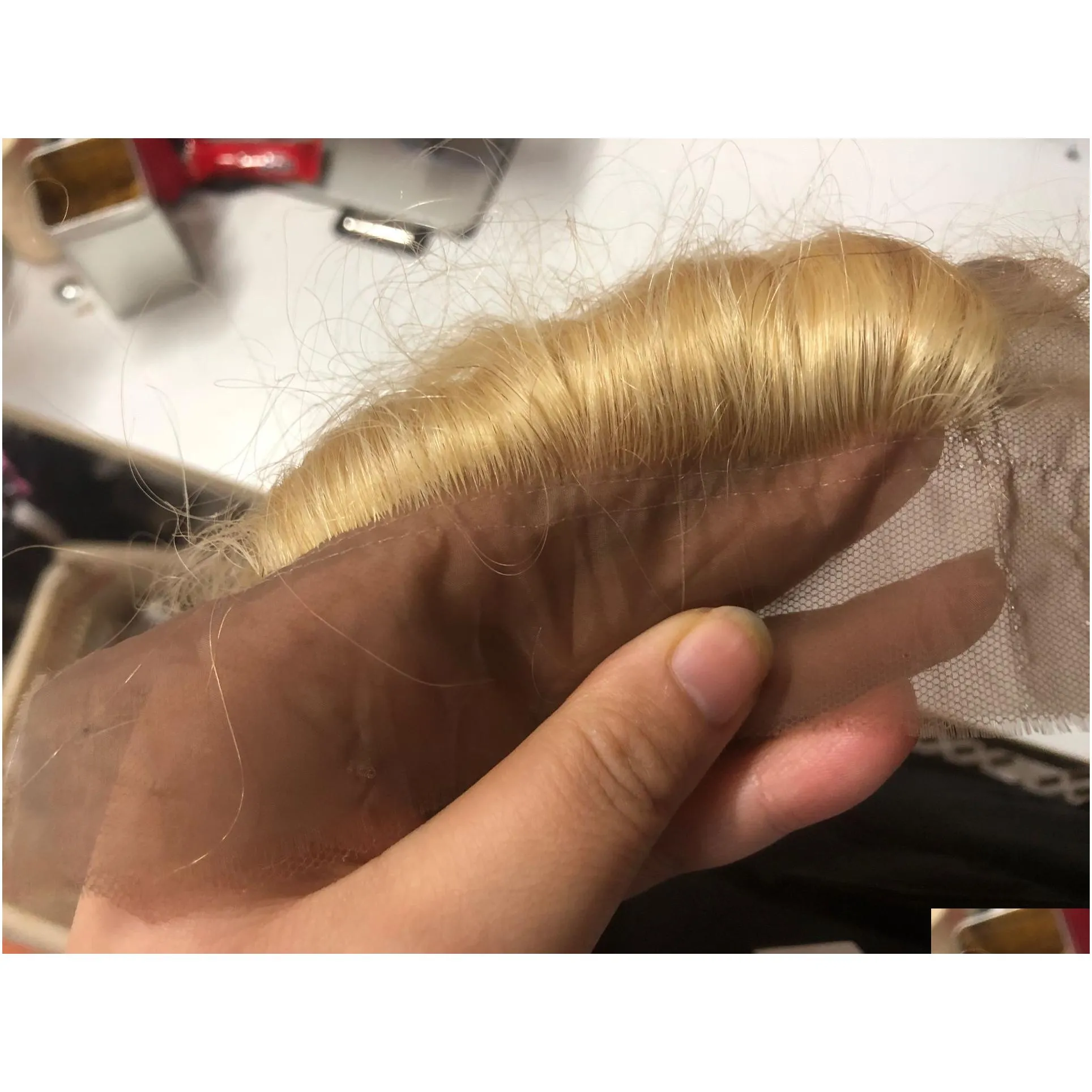 613 Blonde Human Hair Closure Silk top 4x4 Lace Closure virgin Brazilian Straight Pre Plucked5153204