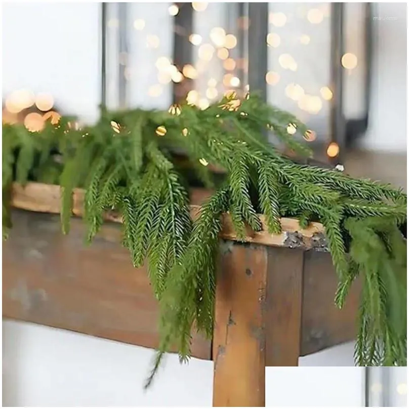 Decorative Flowers Pine Greenery Garland Artificial Christmas Tabletop Decoration Holiday Indoor Stairway Table Decor Wreath