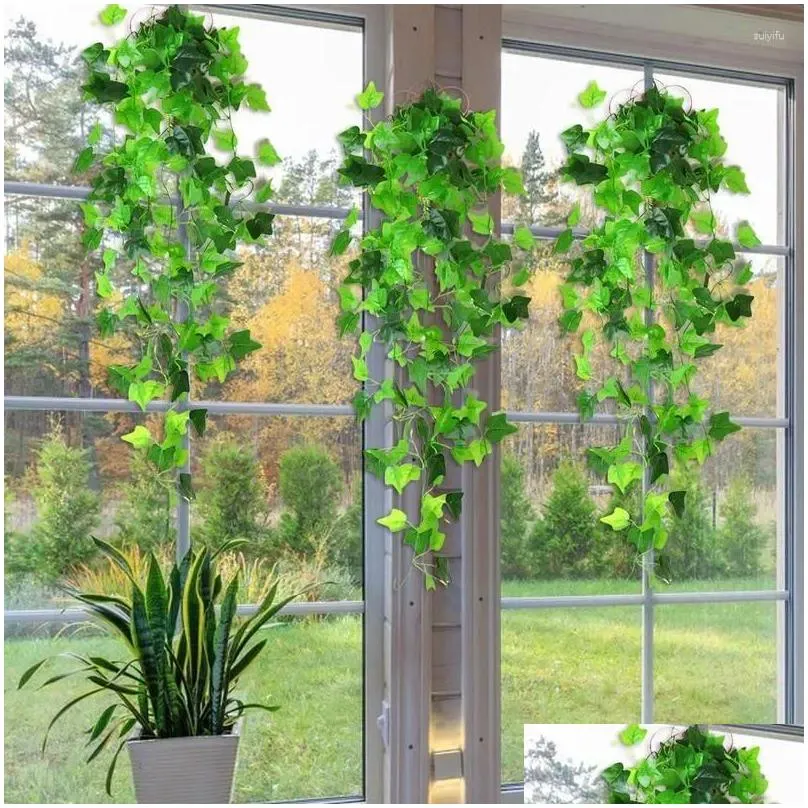 Decorative Flowers Artificial Hang Plants 3.6ft Greenery Faux Plant For Home Outdoor Garden Wall Hanging Decor Fake Flower Rattan