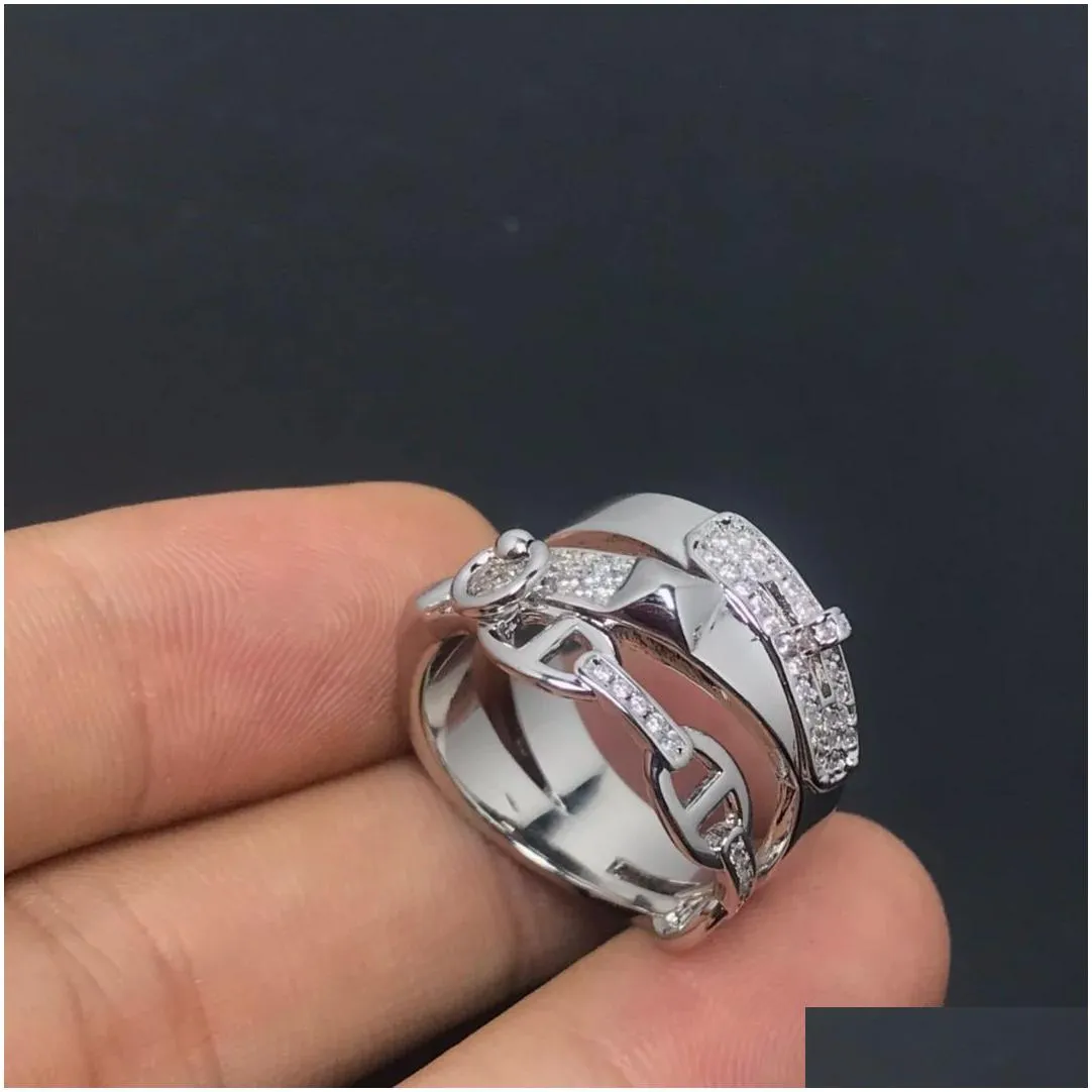 Fashion 925 Sterling Silver Diamond Cluster Charm Rings for Man Women Luxury Jewelry