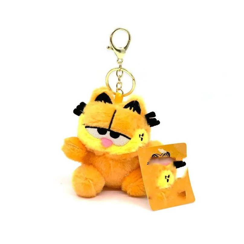 Cartoon cute 4-inch yellow cat plush toy doll keychain grab doll machine bag pendant