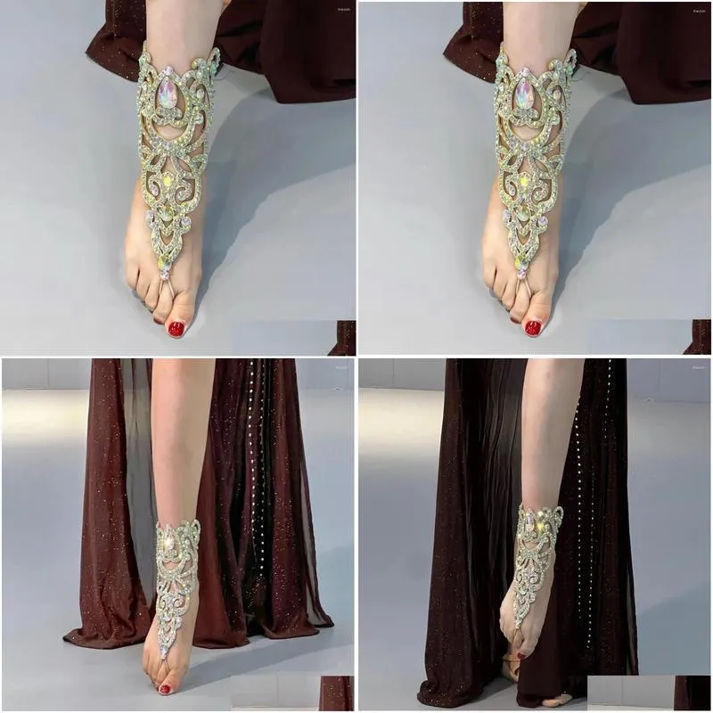 Stage Wear Belly Dance Anklet Handmade Diamond Show Foot Ornaments Oriental Suits Necklace Accessories