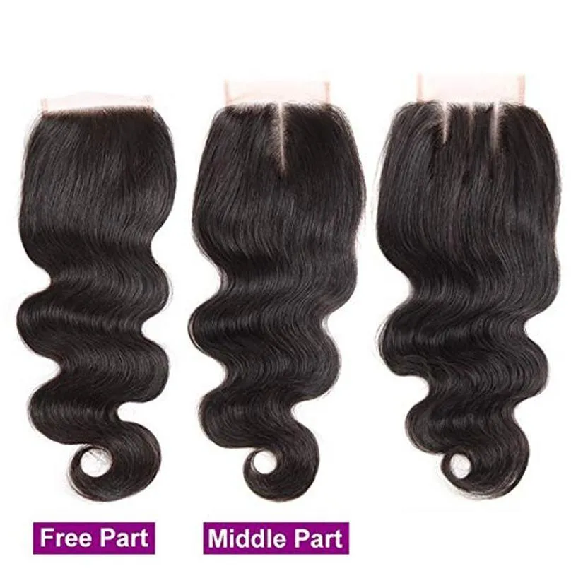 Brizilian Body Wave hair Bundles with 4x4 Closure 100 Unprocessed Short Human Hairs 3 Bundels and Closures Natural Color 100g8185230