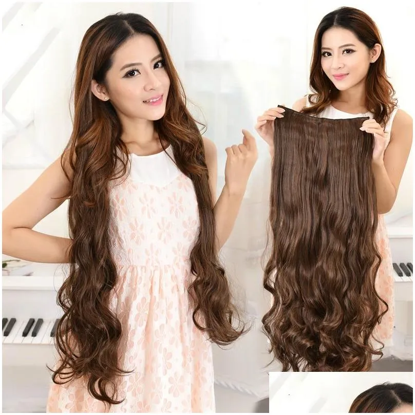39quot32quot24quot18quot super long five clip in hair extensions synthetic hair curly thick 1 piece for full head high 7608340