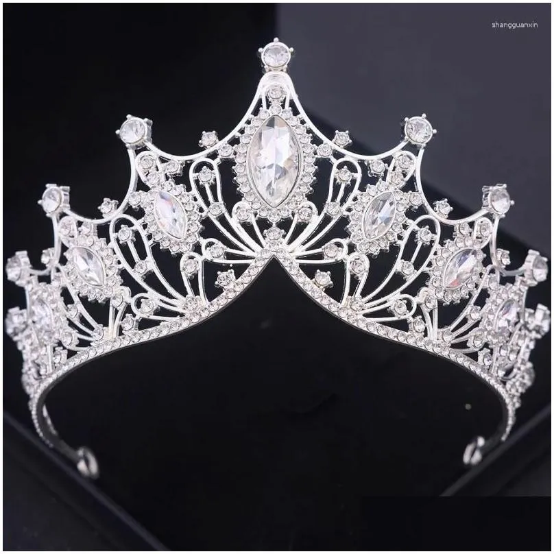 Hair Clips Baroque Crystal Crown Tiara For Women Bride Vintage Rhinestone Prom Diadem Bridal Wedding Accessories Jewelry