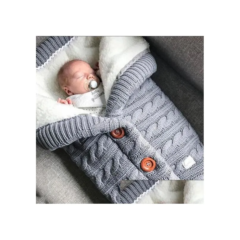 Warm Baby Sleeping Bag Envelope Winter Kid Sleepsack Footmuff Stroller Knitted Sleep Sack Newborn Knit Wool Swaddling Blanket3551235