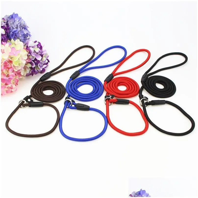 Pet Dog Nylon Rope Training Leashes Slip Lead Strap Adjustable Traction Collar Dogs Ropes 0.6*130cm