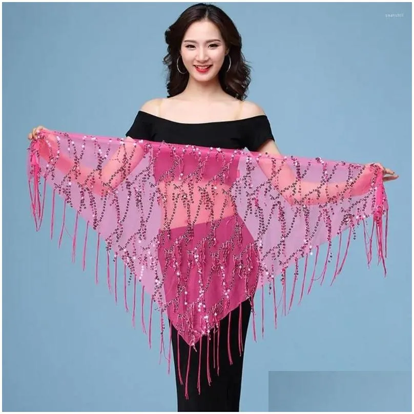 Stage Wear Women Show Costumes Sequins Dancer Skirt Hip Scarf Belly Dance Belt Waist Chain