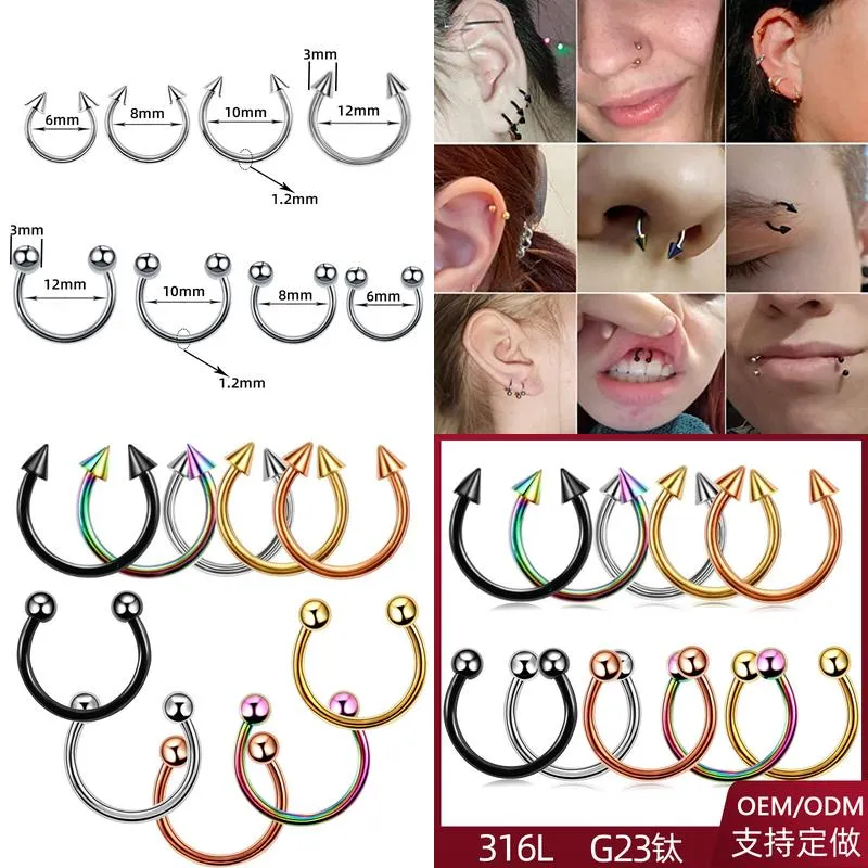 Nose Rings & Studs Fashion Stainless Steel Horseshoe Fake Ring C Clip Lip Piercing Stud Hoop For Women Men Barbell Drop Delivery Je J Otfcl