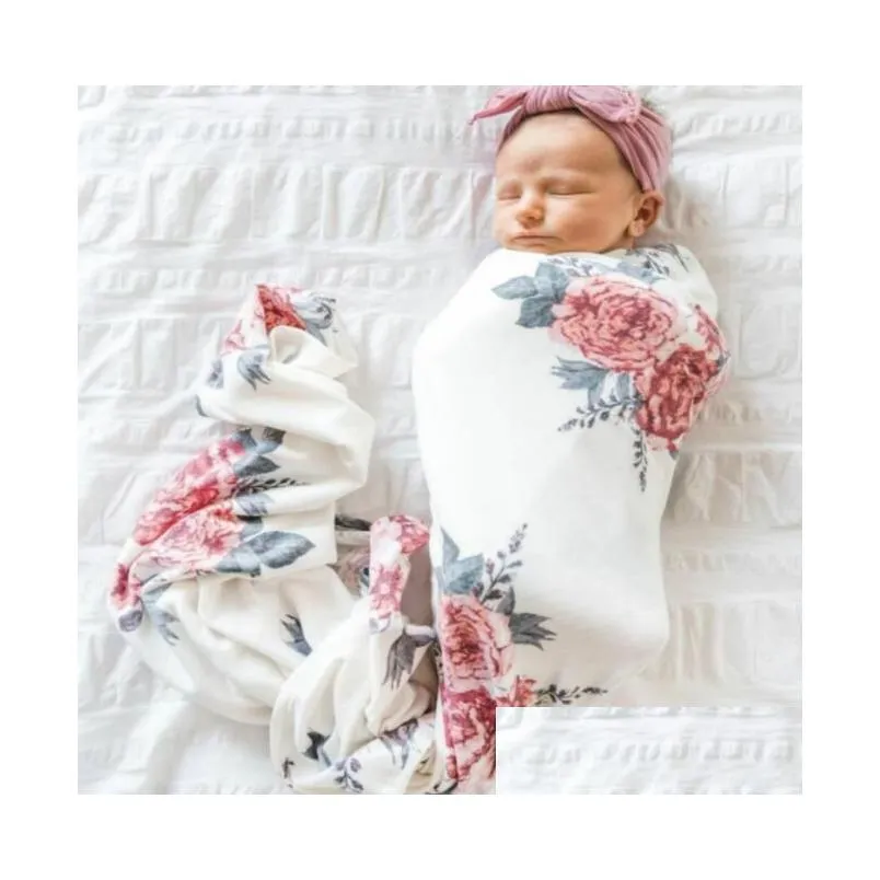 Flower Swaddle With Rabbit Hat Nursery Baby Blanket Travel Gift Sleeper Newborn Wrap gift9193998