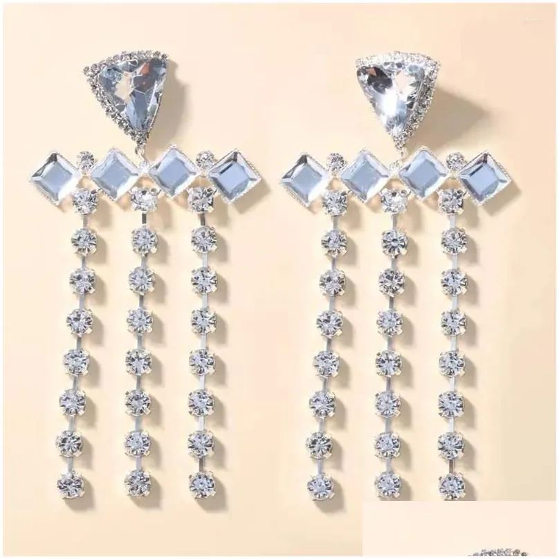 Dangle Earrings Stonefans Ins Fashion Crystal Tassel Wedding For Women Exaggerate Rhinestone Long Drop Bridal Jewelry Gifts