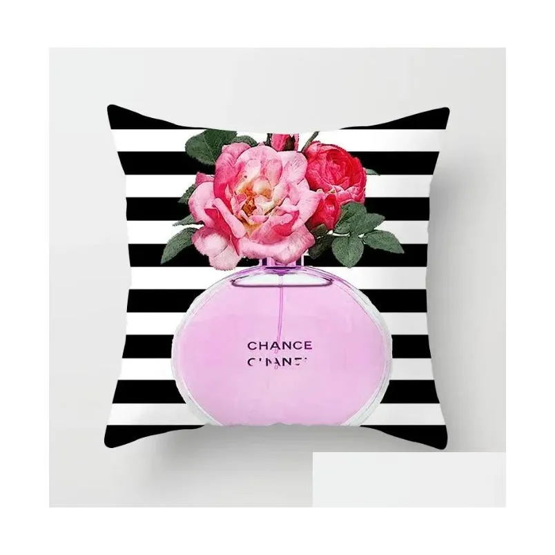 Cross-Border New Arrival Home Throw Pillowcase Perfume Bottle Pillow Cover Living Room Sofa Decoration Pillowcase Cushion