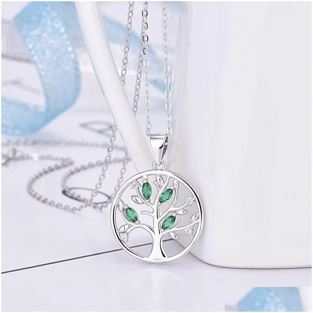 Fashion Jewelry Personality Creative S925 Sterling Silver Life Tree Crystal Zircon Pendant Fashion Silver Necklace2337395