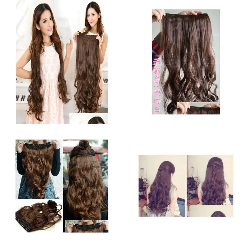 39quot32quot24quot18quot super long five clip in hair extensions synthetic hair curly thick 1 piece for full head high 7608340