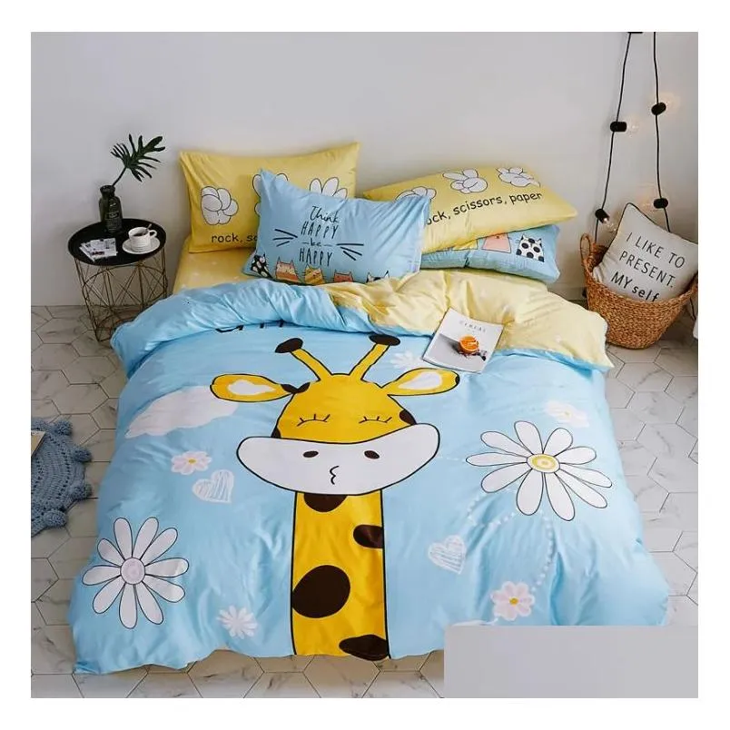 3Pcs Cotton Crib Bed Linen Kit Cartoon Baby Princess Bedding Set Includes Pillowcase Bed Sheet Duvet Cover Without Filler 240328