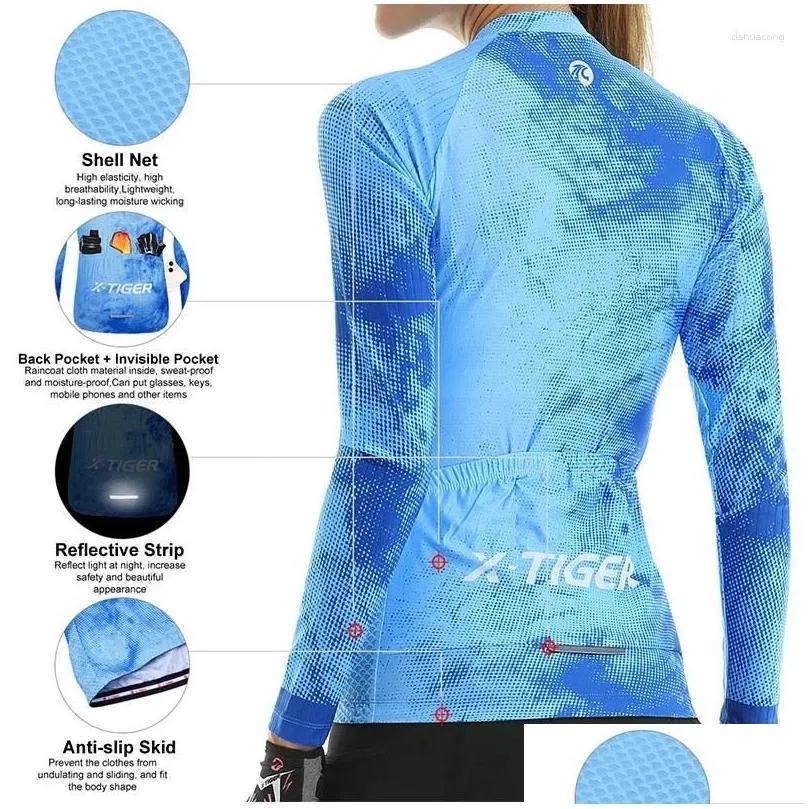 Racing Jackets X-Tiger Woman`s Cycling Jerseys Spring Long Sleeve Breathable Bike Clothes Maillot Ropa Ciclismo Hombre Bicycle