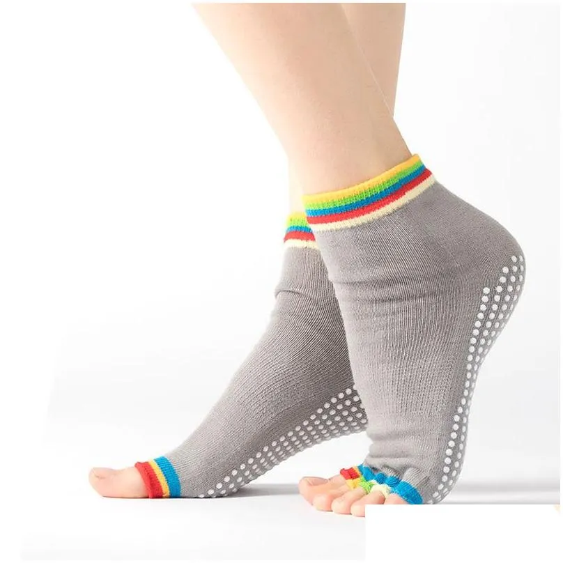 whole Women sports socks Pilates Ankle Grip Durable Open Half Five Fingers Sport sock sneaker4625580