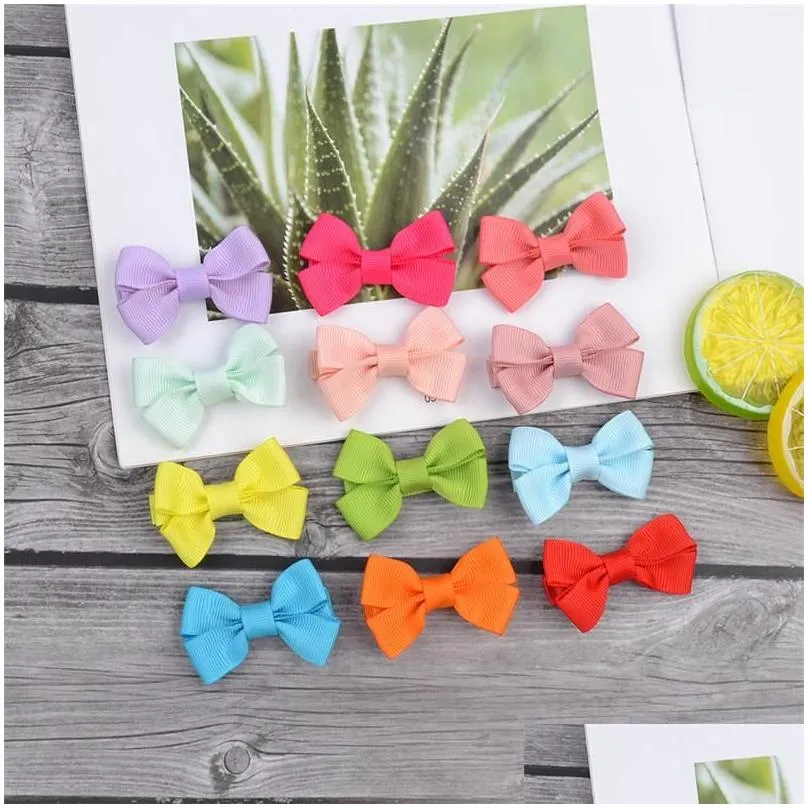 5CM Colorful Tiny Barrettes Baby Girls Boutique Polyester Hair Clip Bows Solid Ribbon Kids Hairpins Headwear Accessories5883994