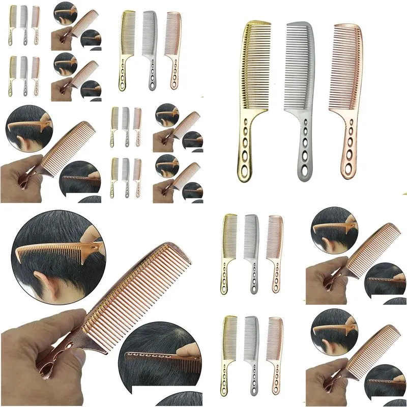 Smooth Surface Tatinium Metal Hairdressing CombDurable Hair Cutting Comb With Long HandleHand Made Haircut Comb For Men8710606