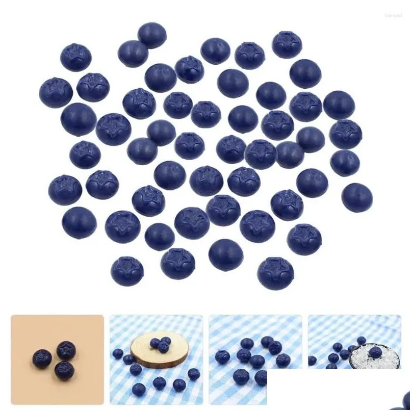 Party Decoration 50 Pcs Simulation Blueberry Artificial Decorative Blueberries Decors Layout Scene Cake
