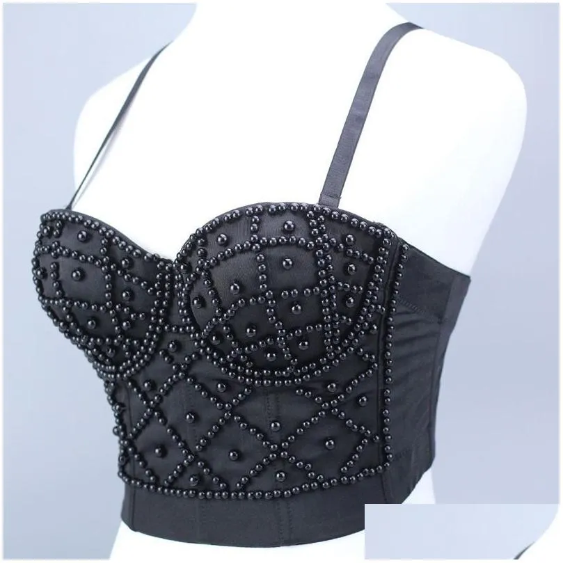 Women Simple Pearls Bra Luxury Vest Clothes For Women Suspenders Ladies Corset Crop Top