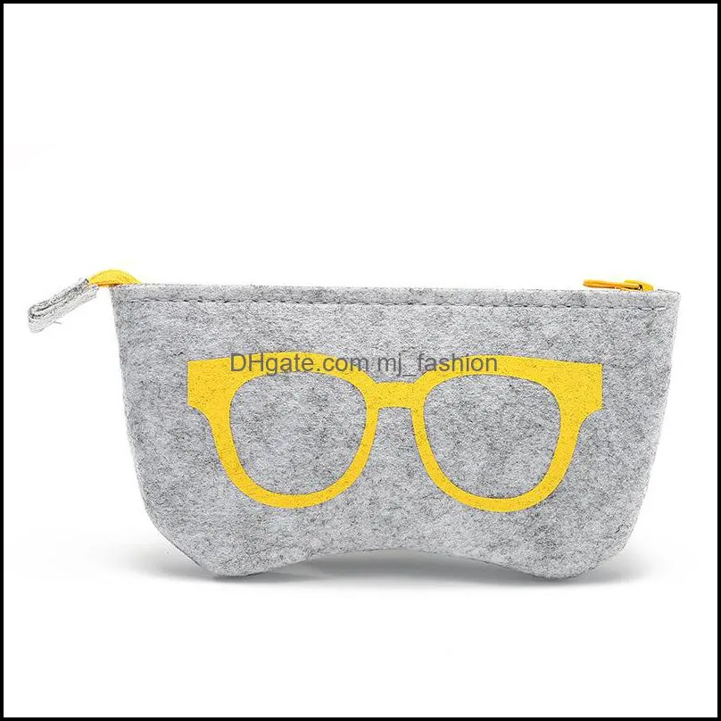 Sunglasses Cases & Bags New Glasses Case Wool Felt Women Men Box Fashion Zipper Eyeglasses Mti-Purpose Bag Colorf Wholesale Dhgarden Dhtqf