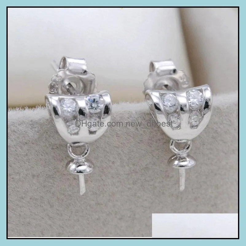Jewelry Settings S925 Sterling Sier Earrings Setting Pearl Earring For Women Girl Stud Mounting Blank Diy Wedding Gift 6 Drop Deliver Dho2K