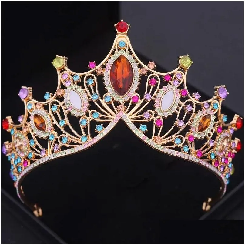 Hair Clips Baroque Crystal Crown Tiara For Women Bride Vintage Rhinestone Prom Diadem Bridal Wedding Accessories Jewelry