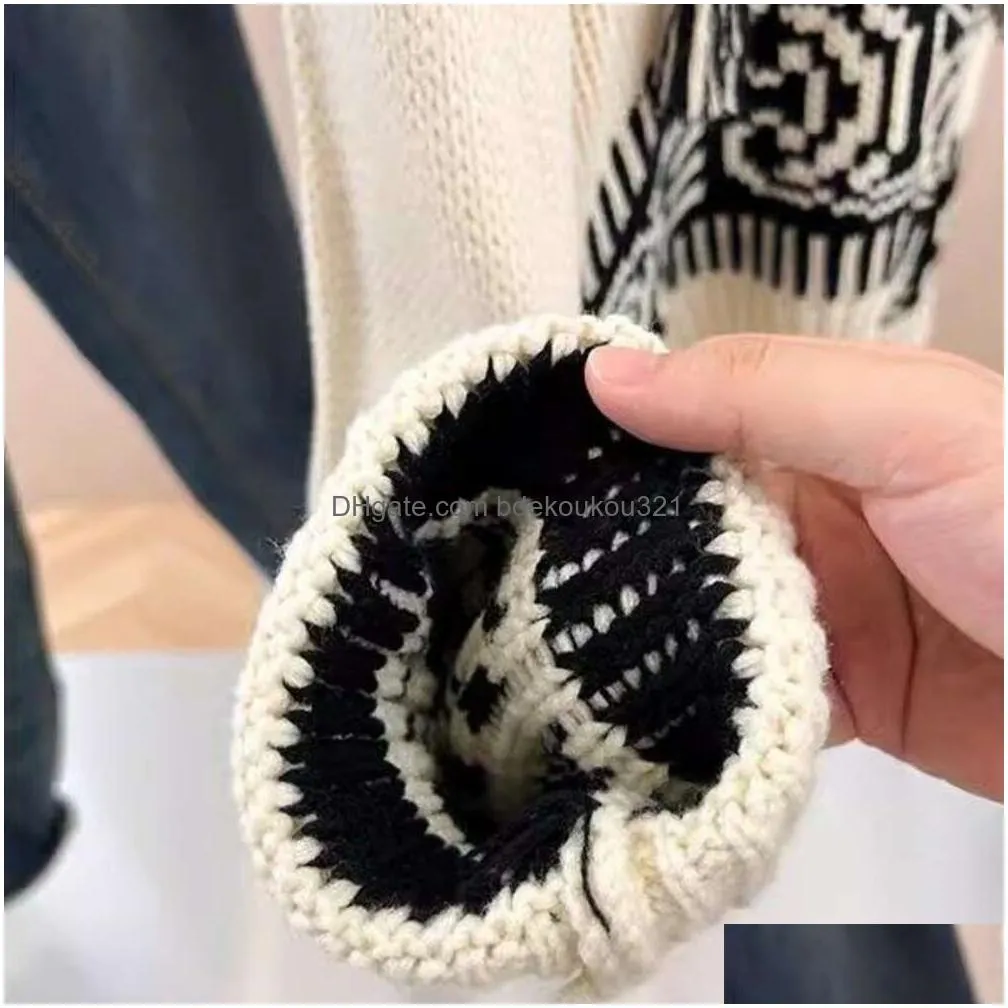 Women`S Sweaters Hoodie Women Designer Sweater Fashion Classic Embroidery Pattern Hooded Casual Loose Knit Plover Knitwear Drop Deliv Dhsrz