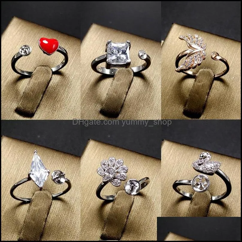 Jewelry Settings Diy 925 Sier Pearl Rings Wedding 24 Styles Adjustable Size Christmas Gift Drop Delivery Dhc1I