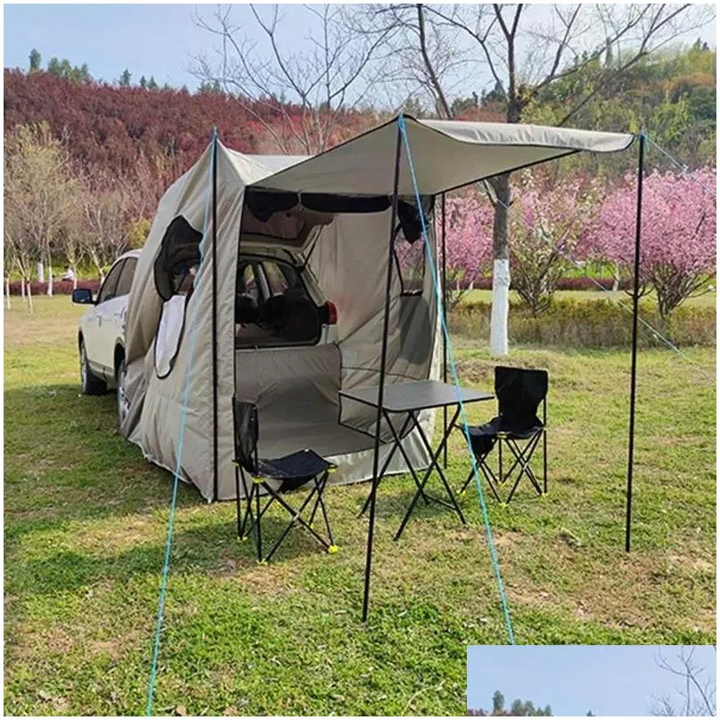 Tents And Shelters Car Trunk Tent Sunshade Rainproof Rear SUV Motorhome Sleep Bed Shade Awning For Self-driving Tour Barbecue Camping