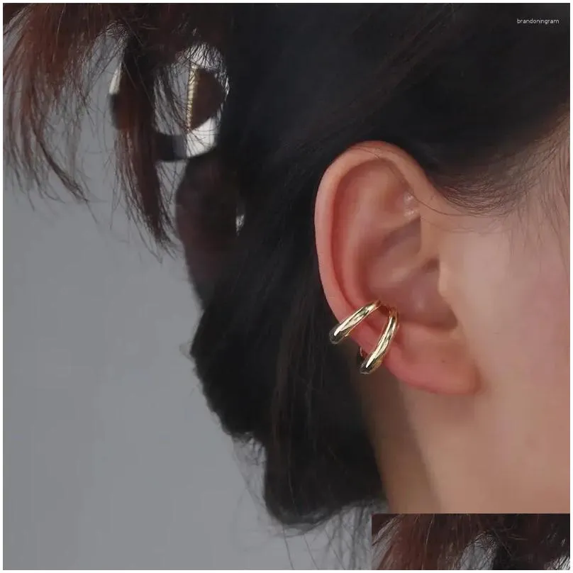 Hoop Earrings 1 Pc Alloy No Piercing Ear Clips Korean Style Double Circle Round Fashion Jewelry Gold Color