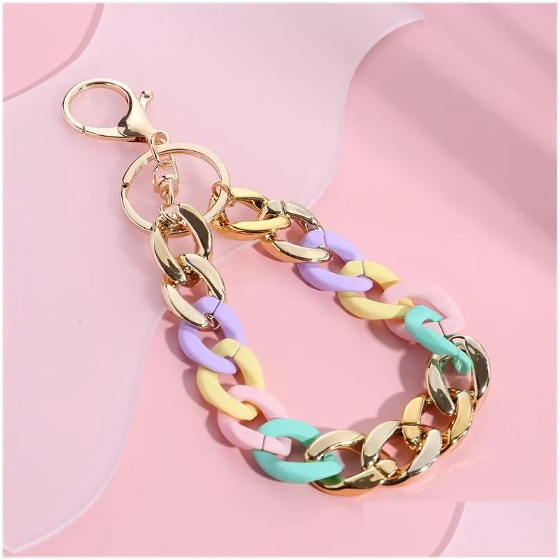 Keychains & Lanyards Colorf Acrylic Plastic Link Chain Keychain Color Handmade Key Ring For Girls Handbag Drop Delivery Fashion Acces Dhqxt