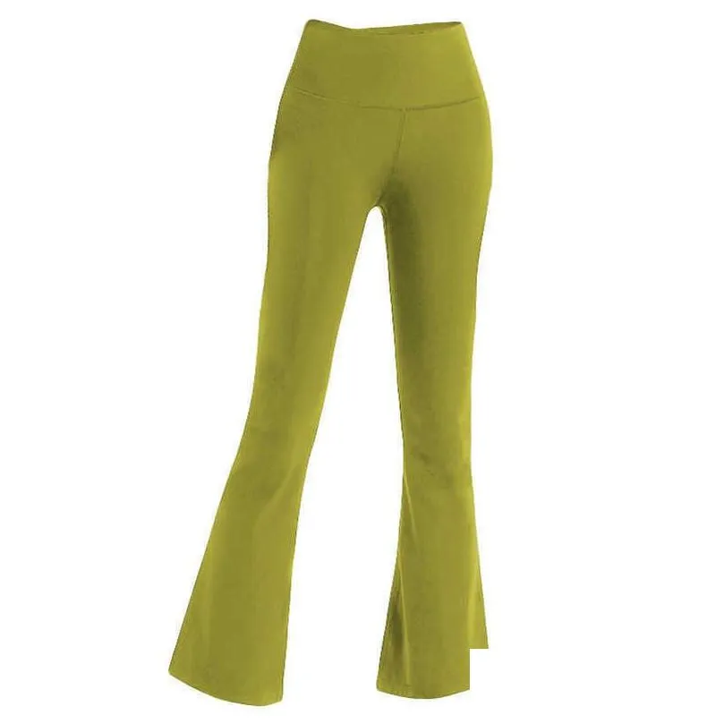 NWT L-06 Women High Waist Yoga Flared Pants Wide Leg Sports Trousers Solid Color Slim Hips Loose Dance Tights Ladies Gym Plus Size