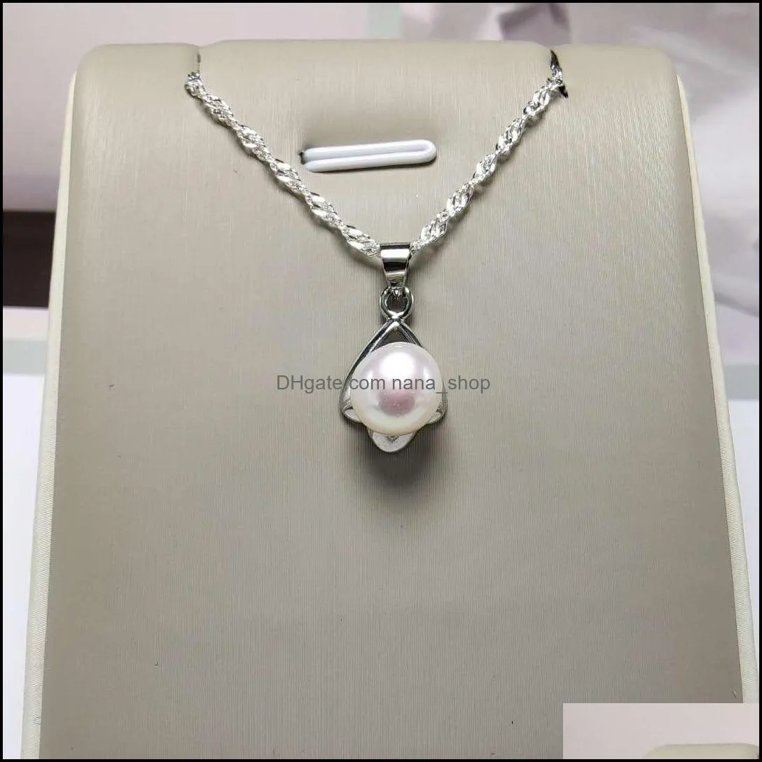 100% freshwater pearl necklace sliver pendant mix styles diy pearl necklace for women girl jewelry with chain christmas gift