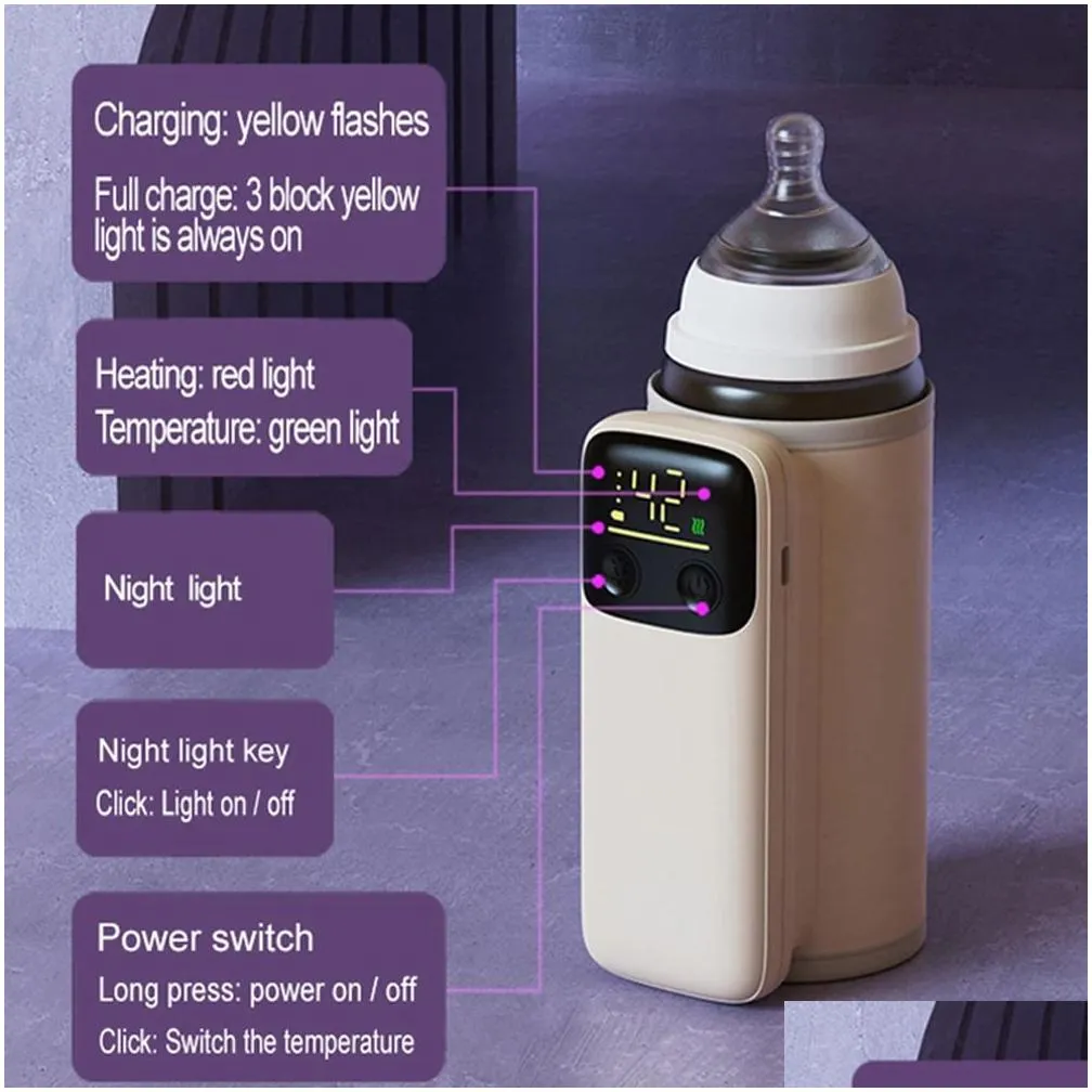 Rechargeable Portable Bottle Warmer with Fast Charging Cordless Milk Warmer with Temperature Control for Traveling Camping Home 240401