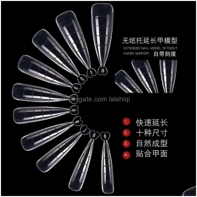 100pcs quick building nail mold tips nail dual forms finger extension nail art uv extend gel finger stiletto nails