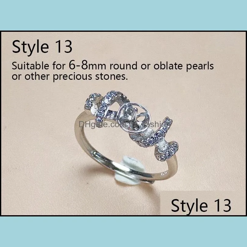 Jewelry Settings 9 Styles Diy Pearl Rings Accessories S925 Sier Gem Ring For Women Adjustable Blank Fashion Drop Delivery Dhcxe