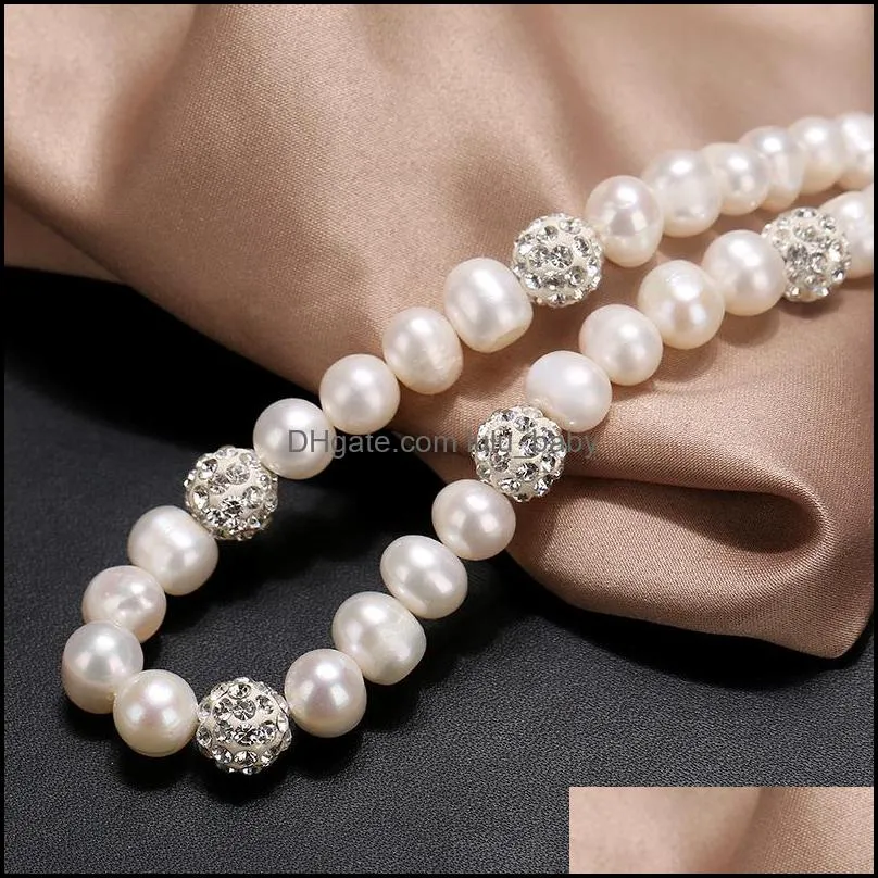 Beaded Necklaces 100% Freshwater Pearl Necklace For Women 8-9Mm White Potato Shape Wholesale Jewelry Gifts 6 Pcs/Lot Drop Del Dhgarden Dhikl