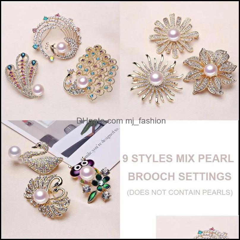 Jewelry Settings Flower Pearl Brooch Rhinestone For Women Fashion Accessories 9 Styles Diy Pins Christmas Drop Delivery Dhgarden Dhvbd