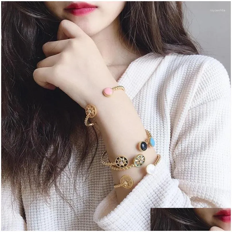 Bangle European And American Fashion Octagonal Star Lucky Disk C-shaped Open Bracelet