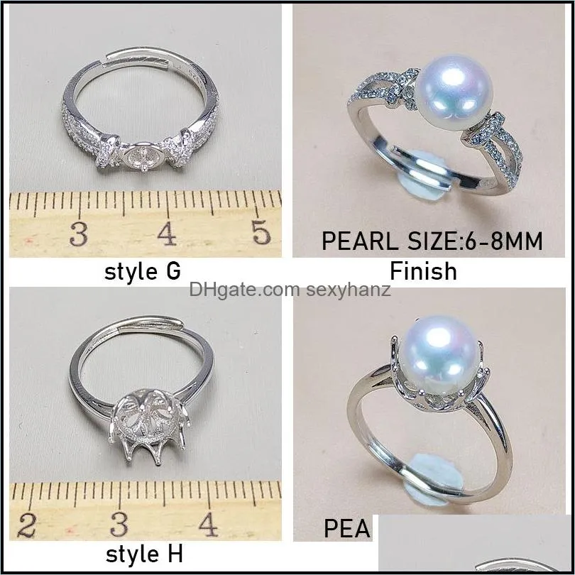 Jewelry Settings New Pearl Ring Accessories 925 Sier 10 Styles For Women Mounting Rings Adjustable Size Diy Gift Drop Delive Dhgarden Dhubx