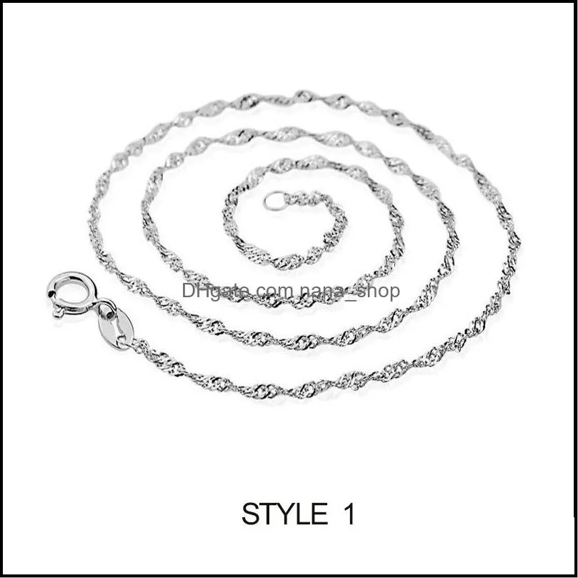 Chains Fashion 925 Sier Necklace 7 Styles Chain 1.2 Mm Necklaces 16 Inches Jewelry 50Pcs/Lot Drop Delivery Pendants Dhuea