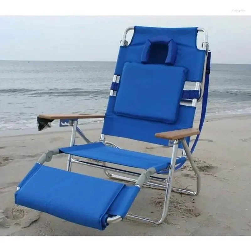 Camp Furniture Ostrich Deluxe Padded 3-N-1 Outdoor Lounge Reclining Beach Chair Blue Recliner