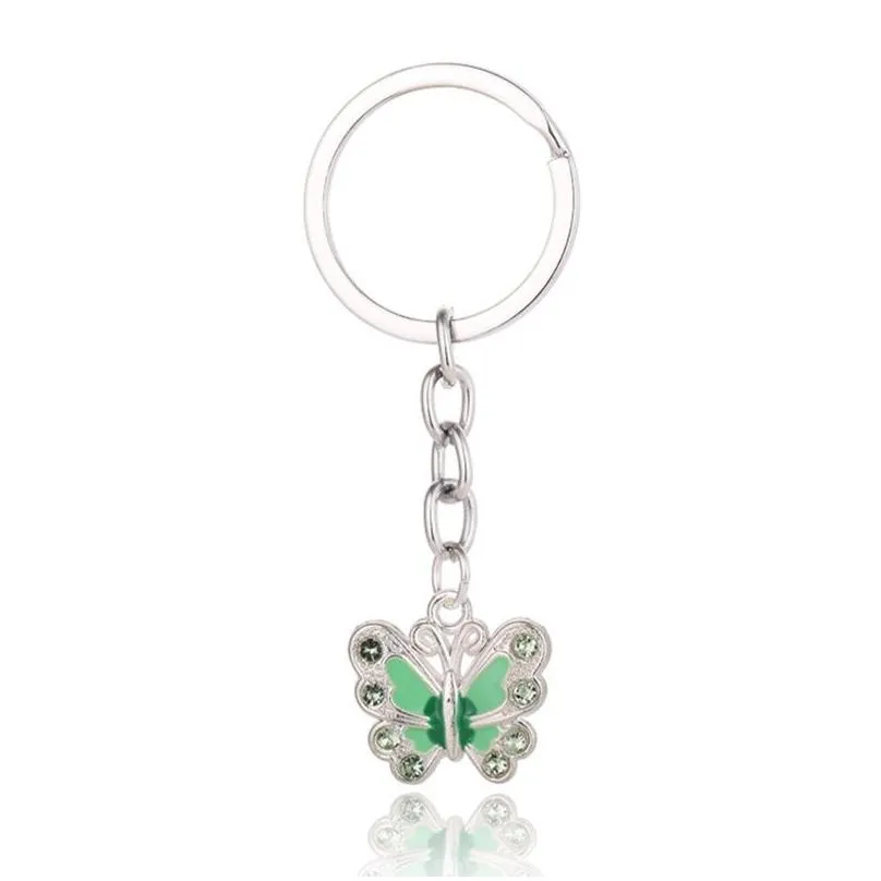 Key Rings Butterfly Keychain Crystal Alloy Vintage Diy Bag Phone Penant Accessories Jewelry Gift Keyrings Drop Delivery Dh5Gu