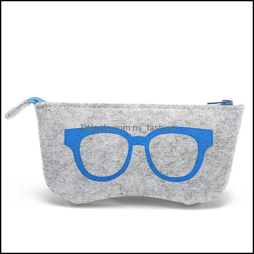 Sunglasses Cases & Bags New Glasses Case Wool Felt Women Men Box Fashion Zipper Eyeglasses Mti-Purpose Bag Colorf Wholesale Drop Deliv Dhge2