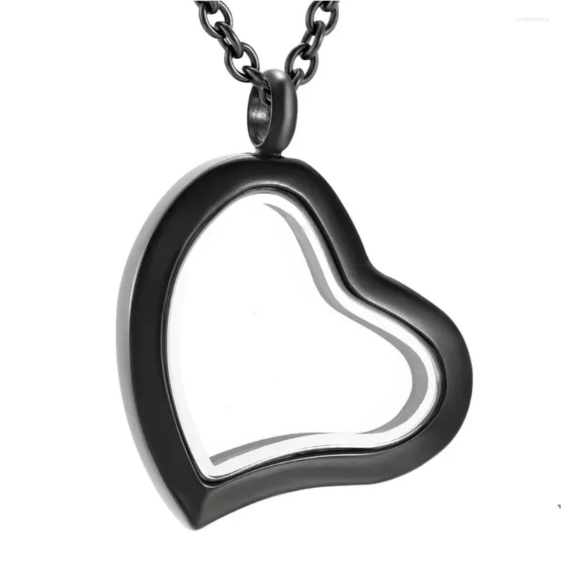 Pendant Necklaces IJD2405 Est Exquisite Stainless Steel Heart Cremation Keepsake Memorial Ashes Holder Urn Unisex Necklace Jewelry