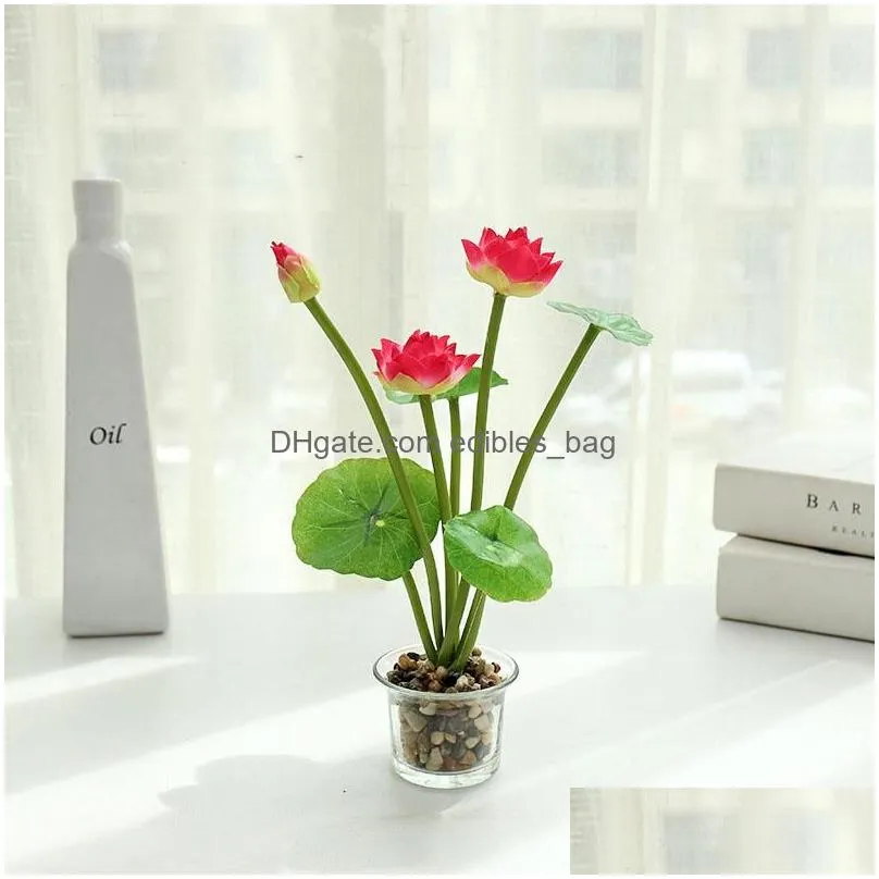 decorative flowers wreaths mini small lotus artificial flower bonsai factory direct supply of plants for indoor decoration fake