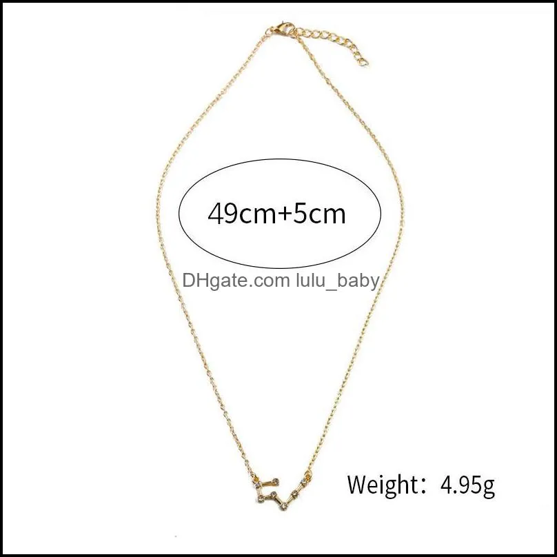 Pendant Necklaces 12 Constellation Pendants Necklace Gift For Women Gold And Sliver Placed Zodiac Jewelry Astrology 12Pcs/Ot Drop Deli Dhofb